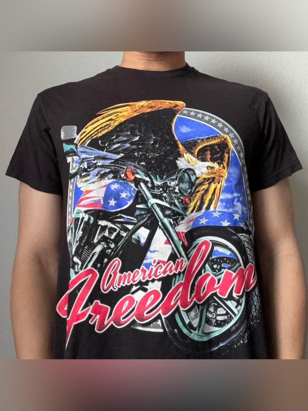 Vintage 2000s Harley Davidson American Feeedom Graphics Black Tee Shirt